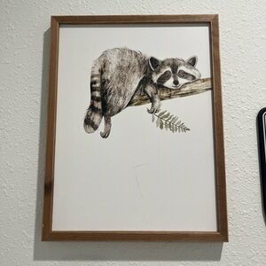 Baby raccoon sleeping wall art for nursery